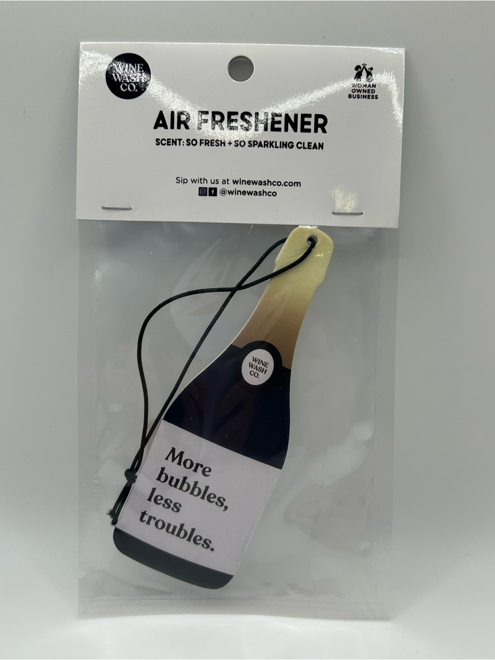 Champagne Bottle Air Freshener - Black, Gold, White